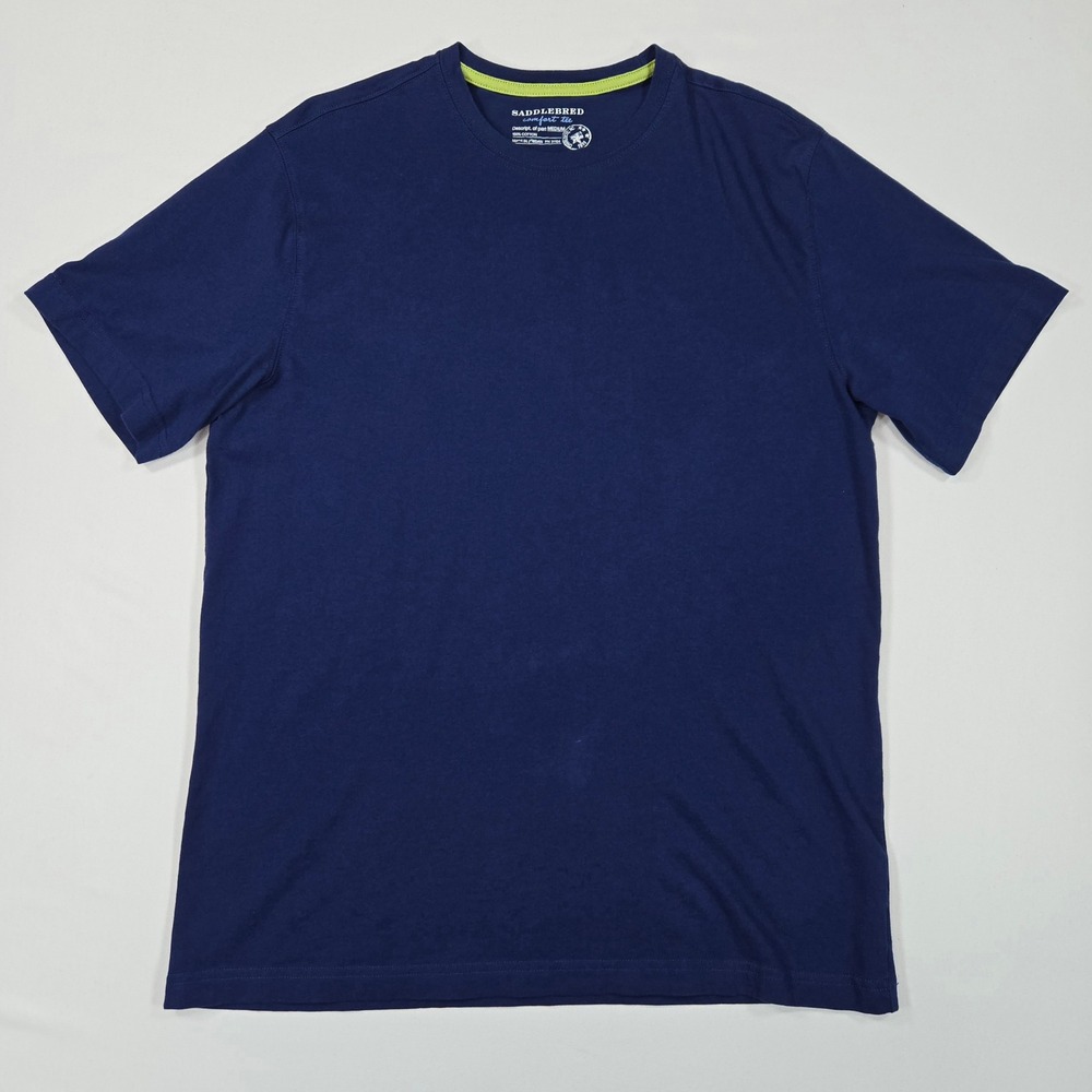 Saddlebred Comfort Tee Navy Blue 100% Cotton Classic Crewneck Medium